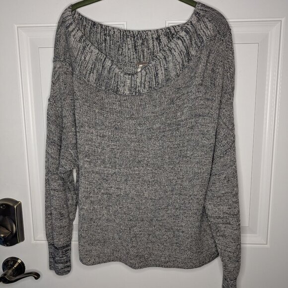 Free People Alana Off The Shoulder Slouchy Sweater Marled Gray Women's Sz Small - Picture 4 of 7